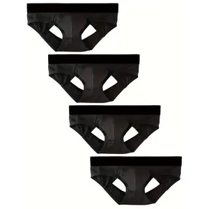 Men's Sexy Jockstrap, Breathable Athletic Supporter Underwear, Workout Jock Strap for Male, 4-Pack Black, Ideal for Gym, Biking, and All-Day Comfort