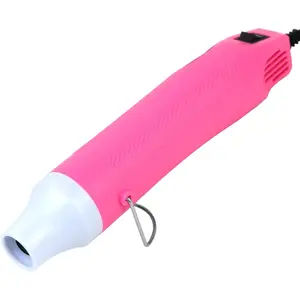 Mini Heat Gun,300W Portable Hot Air Gun Electric for DIY Acrylic Resin Craft, Dryer Crafts Handheld Heat Gun for Cup Turner, Shrink Wrapping, Crafts Embossing, Resin Bubble Remover (Pink)