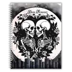 Kat's Bookish Kreations Dark Romance Skull & Moon Notebook Spiral Bound High-Quality Paper Classic Design for Book Lovers