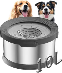 10L Dog Water Bowl 270oz Super Large Capacity No Spill Water Bowl for Dogs Stainless Steel Dog Bowls for Large Dogs No Splash Dog Water Bowl with Anti-Slip Mat for Messy Drinkers