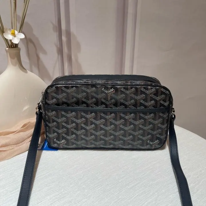 Pre-owned Goyard Cap Vert PM Crossbody Bag in Black and Tan Goyardine 24143726