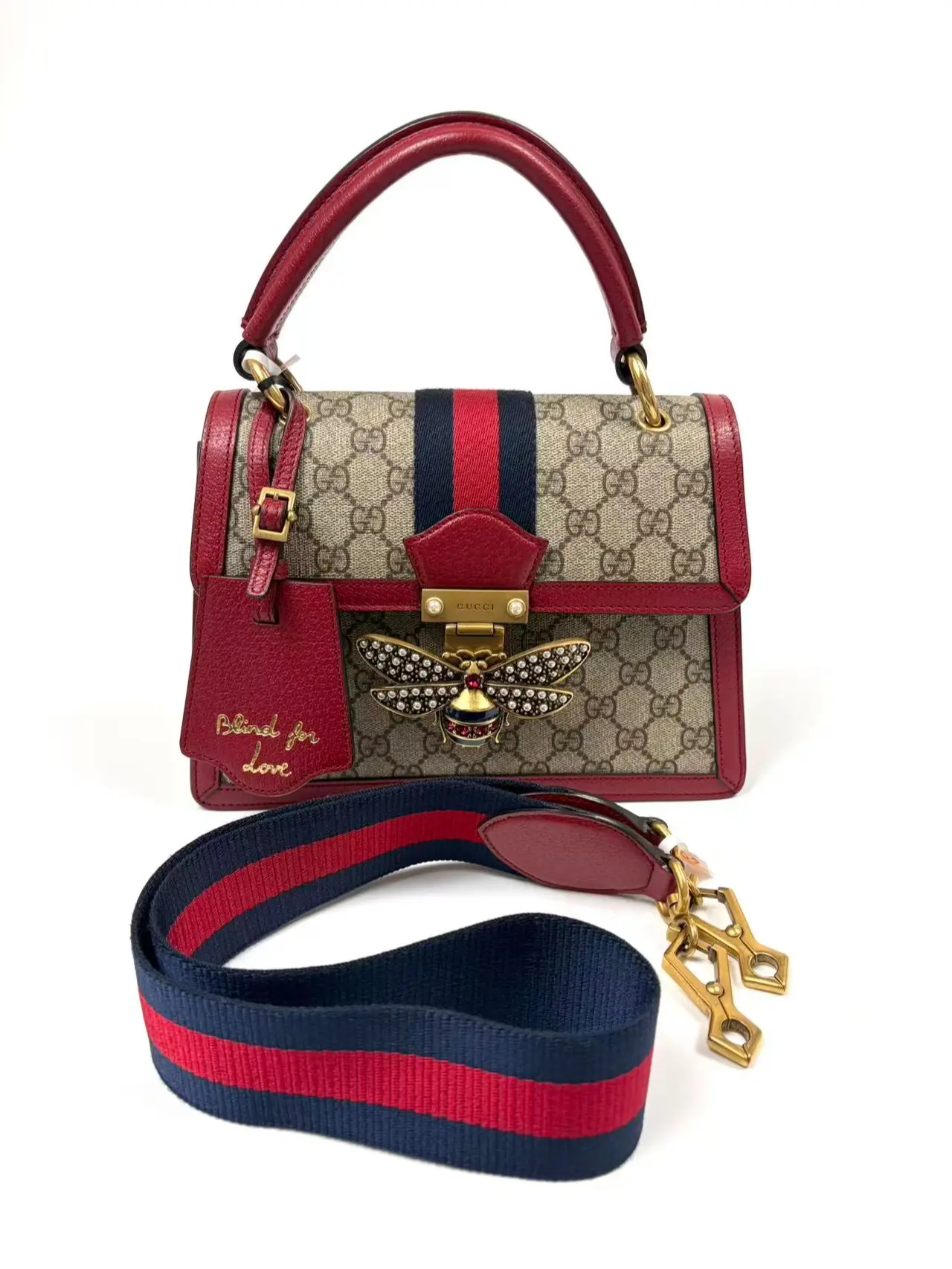 Pre-owned GUCCI canvas Crossbody Bags Crossbody Bag, Decorated with Metallic Gemstone Bee