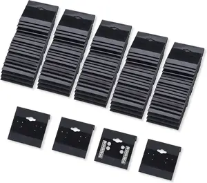 Black Velvet Plastic Display Cards for Earrings, Jewelry Accessories, 2" x 2" (100 Pk)