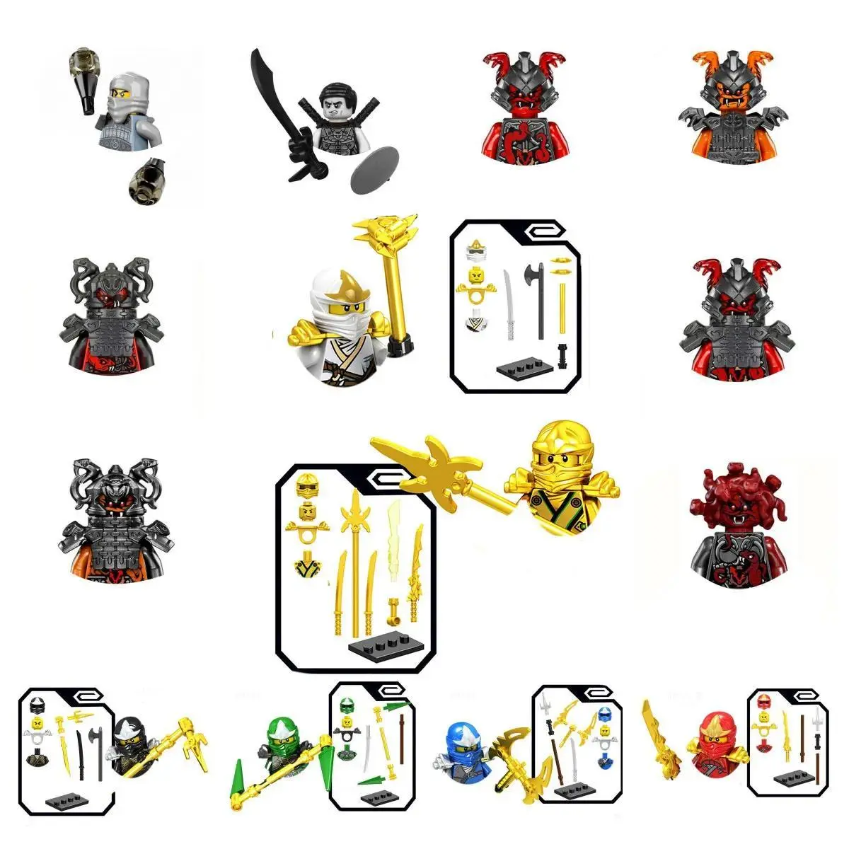 Anime & Manga 4.5cm Mini Assemble Model Figure Bricks Set (PG1009, PG1010, PG1015, PG1016), TV Character Themed Minifigures, Classic Novelty Model Toys for Gifting