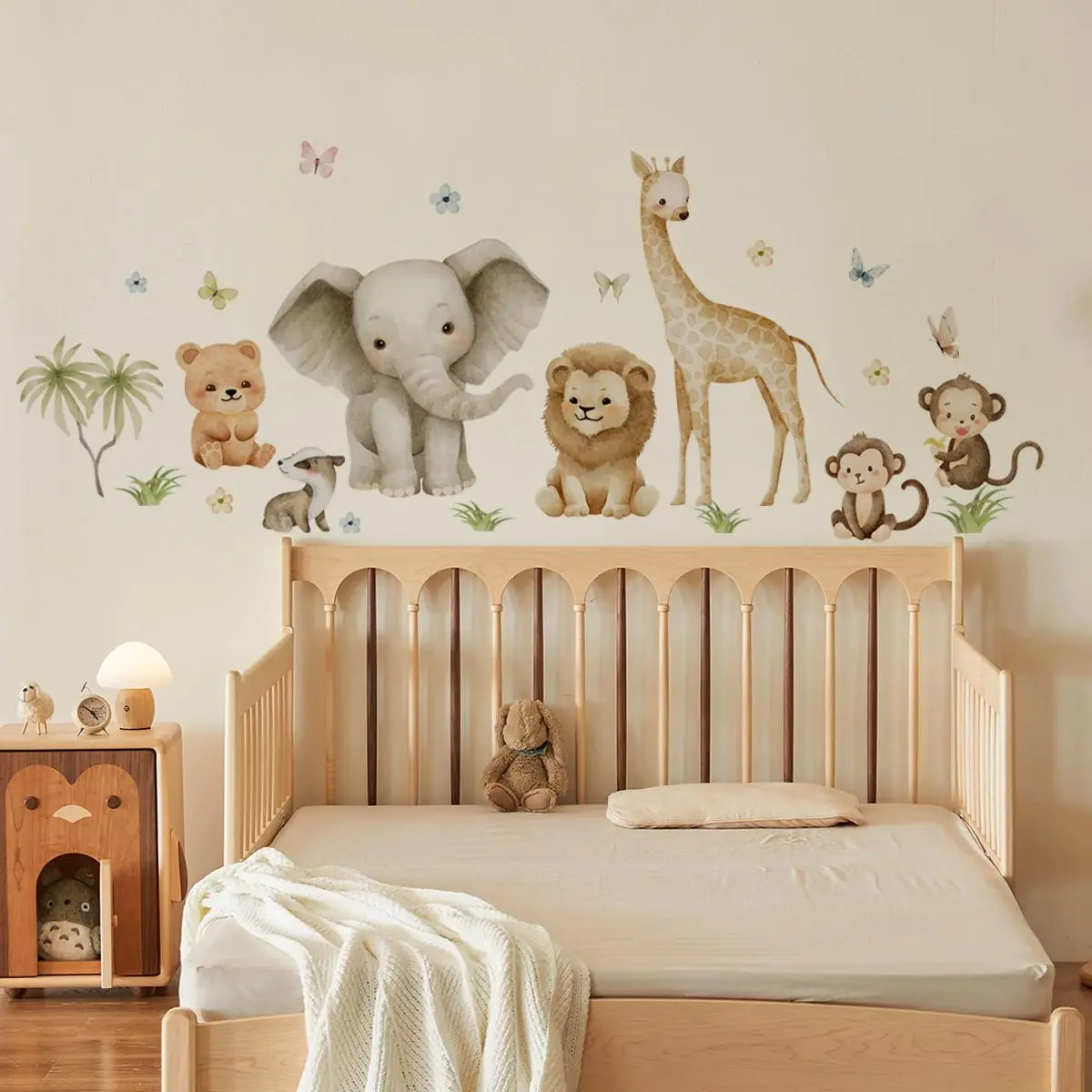 Cartoon Animal Pattern Wall Sticker, Cute Animal Stickers, Includes Sticker, 4 Counts/set Self Adhesive Wall Decal, Wall Art Decorative Sticker for Home Bedroom Living Room