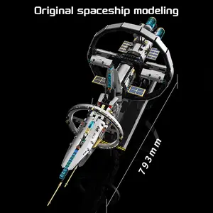 2022PCS Space Spaceship Building Set with Lights & Rotating Rings | Interstellar Craft Model Kit | Gift for Space Fans