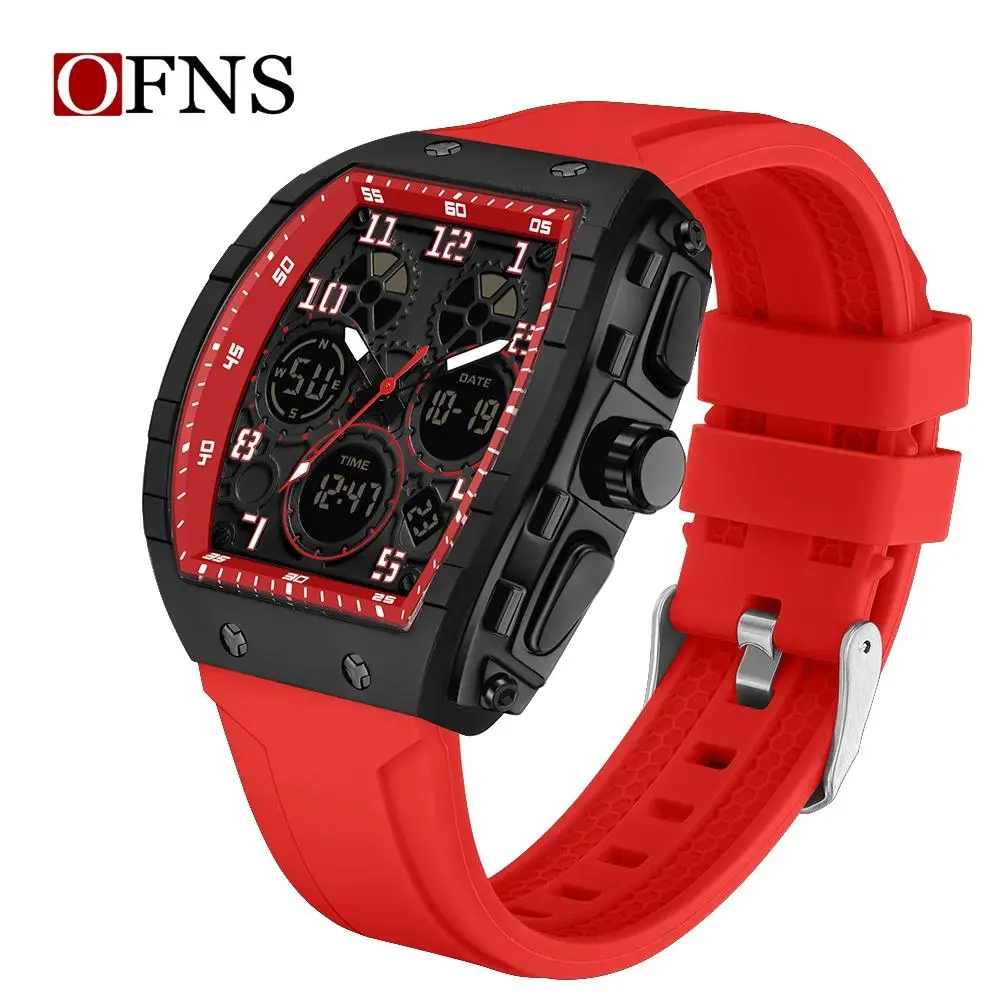 Men's Trendy Multifunctional Stainless Steel Athletic Wristwatch - Dual Display, 30M - 50M Waterproof Chronograph, Luminous Dial, Alarm Function, ABS, Ready-to-Gift Packaging