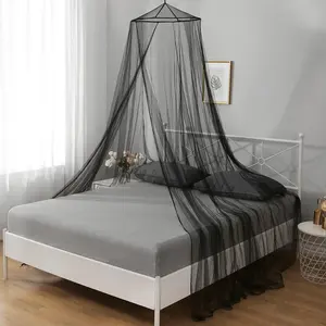 VISATOR Mosquito Net Bed Canopy for Girls,King Canopy Bed Curtains Queen Size from Ceiling,Dome Mosquito Netting Bed Tent Twin Girls Canopy Bed Decor for Baby Crib,Kid Bed and Adult Beds (Black)