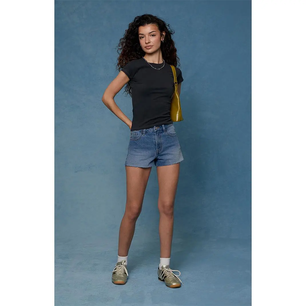 Pacsun Women's Ivy High Waisted Festival Jean Shorts Raw Cut Light Blue Pacsun Women's Ivy High Waisted Festival Jean Shorts Raw Cut Light Blue