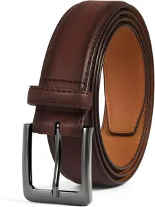 Men's genuine leather dress belt, handcrafted classic everyday jeans belt, suitable for men's work, business, and casual wear.