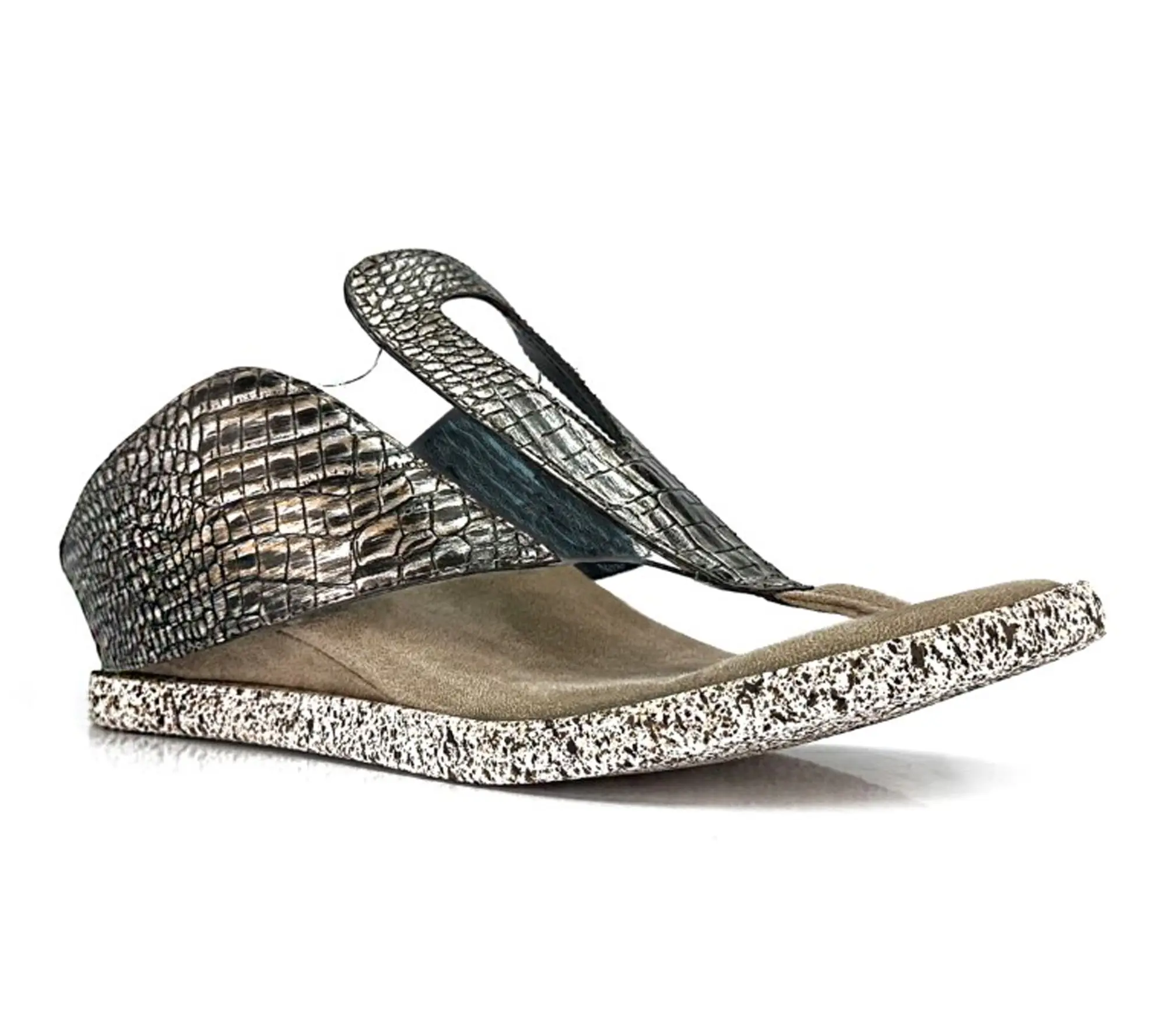 Modzori Grazia Reversible Wedge Sandal-Silver Flips to Blue