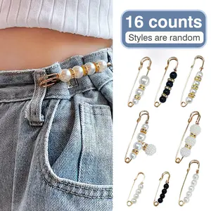 16 Counts Pearl Brooch Pins, Faux Pearl Brooches, No Sewing Sweater Shawl Safety Pins Cardigan Collar Safety Pins for Women Clothing Dresses Decoration Pant Tightener, Mixed Style Assortment