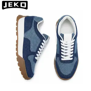 JEKO Denim Sneakers –Two-Tone Retro Vintage 70s Style Casual Shoes for Women, Non-Slip Traction Sole, All-Day Comfort, Perfect for Daily Walks, Coffee Runs & Weekend Outfits