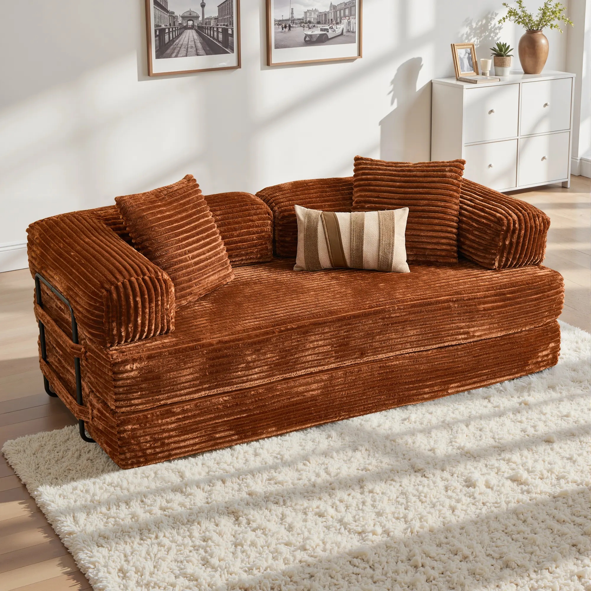 81"Brown Plush Corduroy