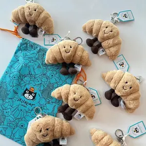Authentic Jellycat Croissant Keychain – Stuffed Animal Keychains, Cute Animals, Fun Gift Ideas for Kids, Birthdays and Collectors, Keychains