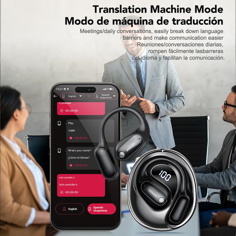 MINISO MS190 Translation Earbuds, Supports Real-Time Translation in 134 Languages With APP, Bluetooth 6.0 Earphones, Audio Wireless Earbuds for Music & Phone Calls, IPX5 Waterproof Sports Electronic Headphones with Long Endurance
