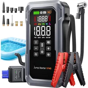 6000A 160PSI 9-in-1 Car Battery Jump Starter with Air Compressor & Air Blower (All Gas 12L Diesel), Battery Jumper Starter Portable Jump Box for Car Battery with 800LM Light/18W Fast Charge