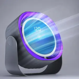 Portable Desk Fan, 360° Adjustable Tilt 4 Speeds Digital Display Desktop Fan, Fan for Bedroom, Office, Kitchen, Home, Outdoor, Portable Rechargeable Fan, Bladeless Fan, Mini Air Cooler Fan, Portable Fan, Multifunctional Cooling Fan, Silent Operation Fan