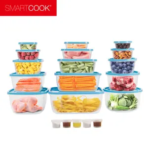 Smartcook 40 psc Kitchen Food Storage Box Set (Blue), Food Storage Container, Refrigerator, Sugar Cookies Storage Box Case, Fruit, Vegetables, Meat, Sandwiches, Containers With Lids Utensils Airtight, Plastic food storage box