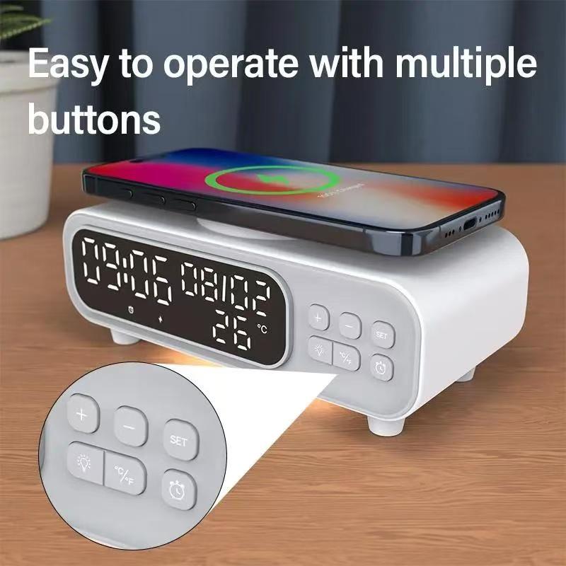 15w Wireless Charger with Time Display, LED Night Light Alarm Clock ...