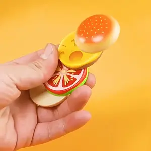 Magnetic Sliding Hamburger Toy - Interactive Finger Slider with Realistic Sesame Seed Bun, Lettuce, Tomato & Cheese - Multicolor Relax Fingertip Toy &, Playful Design | Smooth Sliding Mechanism, Food Toy