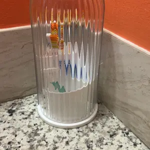 Dustproof 360 Rotating Toothbrush Holder with Cover – 3-Slot Bathroom Organizer for Electric Toothbrush, Toothpaste & Makeup Brushes | Space-Saving Bathroom Vanity Countertop Vanity Storage | Home Must-Haves