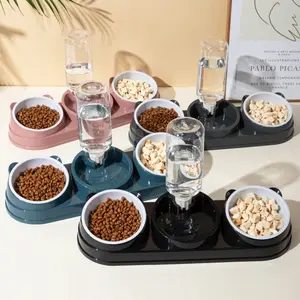 Cat Bowl Dog Bowl Cat Food Bowl Cat Food Bowl Double Bowl Automatic Drinking Water Slanted Mouth Drinking Water Integrated Cat Rice Bowl Pet Bowl