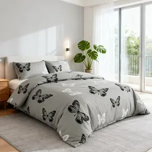 3pcs Bottom Butterfly Print Duvet Cover Set, Comfortable Bedding Accessories, Perfect Gift Idea for Home Decor