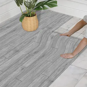 Floor Wallpaper Roll (40*1000cm) Floor Tile Self-Adhesive - Gray Floor Sticker Wood Grain Pattern - PVC Self-Adhesive Floor Sticker - Suitable for Home Floor Renovation - Stick on Tile, Durable Pvc, Wood Flooring Tiles