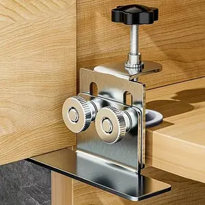 Stainless Steel Cabinet Door Installation Clamp, Adjustable Height Tool, Strong Clamping, Precise Adjustment, Lightweight Portable