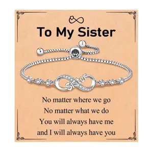 ChicBloom B Adjustable Silver Infinity Bracelet for Sister,Grandma,Granddaughter, Niece – Sparkling Jewelry Gift with Sentimental Message Infinity Gift Bracelet for Sister/Niece with Message Card Valentine’s Day gift