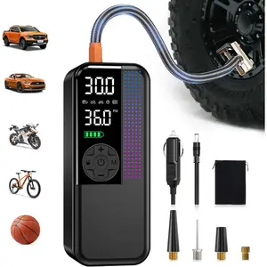 Tire Inflator Portable Air Compressor, 150 PSI Cordless Air Pump, Dual Power 6000mAh, 12V Car Plug, Fast Inflation 24L/Min, Auto Shut-Off, LED Light, 4 Preset Modes for Car, Bike, Motorcycle, Balls