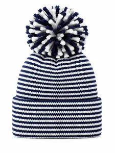Baby's First Hat®, Navy/White Stripe Pom