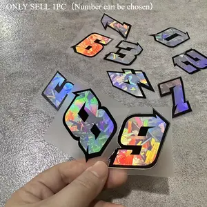 1PC Eye-Catching Street Cool Dazzling Holographic Number Logo Sticker For Backpacks, Skateboards, Car Bodies Number + Dazzling Crushed Diamond Holographic Decor Fill With Trend Player Unique Personality Vibe Easily Grasp Street Number Trend Style