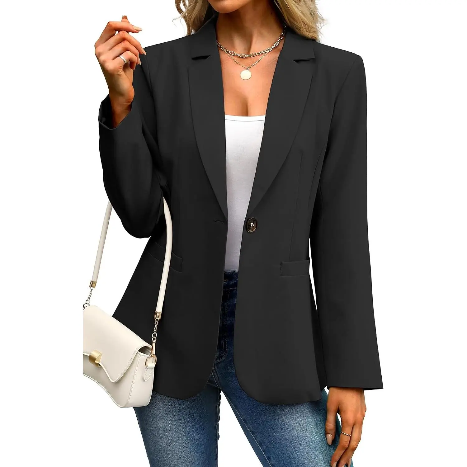 Women's Business Casual Blazer Slim Fit Suit Jacket for Work Office | Dressy Casual Notched Lapel Pocket Full lining Lightweight Blazer Professional interview Suit Capsule Wardrobe for Women