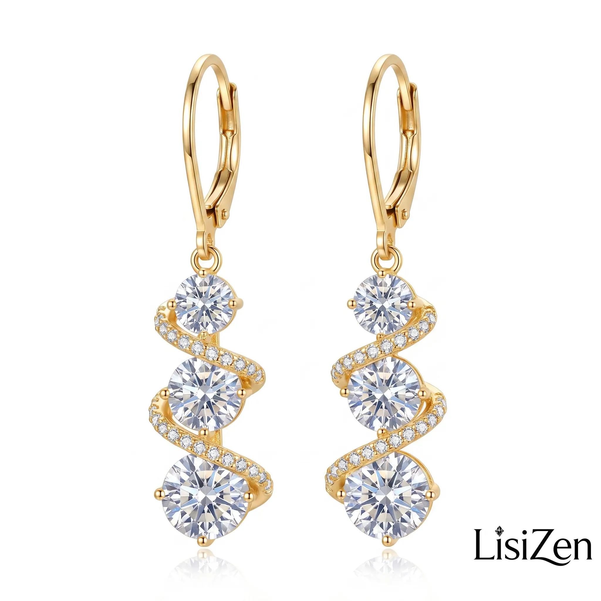 LisiZen Hot Selling New European and American Luxury Fashion Versatile Zircon Earrings Classic Temperament High-End Long Tassel Earrings for Women DZEH5444 Minimalist Design Jewelry Gift