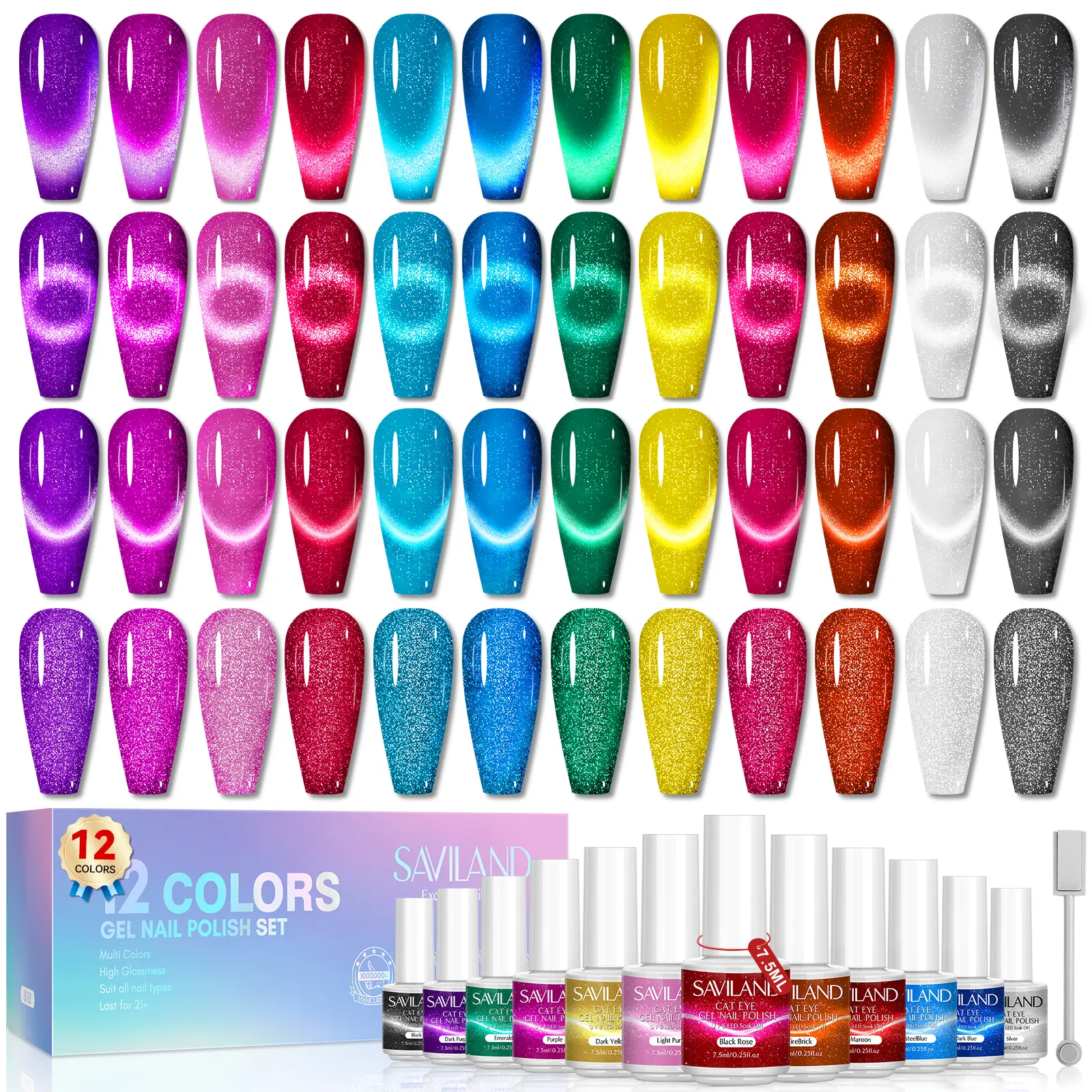 12 Colors Cat Eye Gel Nail Polish Set