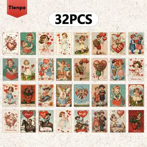 Vintage Valentine's Day Postcard, 32pcs/set Romantic Valentine's Day Card, Wall Decorative Card, Message Card, Valentine's Day Greeting Card