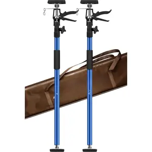 2PK Support Pole,Steel Telescopic Quick Adjustable 3rd Hand Support System, Support Rod, Supports up to 154 lbs Construction Rods for Cabinet Jacks Cargo Bars Drywalls Extends from 50 Inch to 118 Inch
