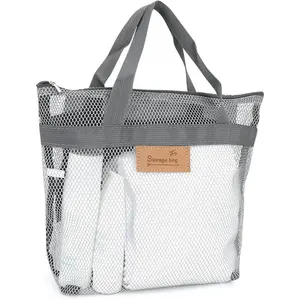 Storage Bag Portable Shower Bag with Zip College Dorm Essentials Everyday Household Shower Basket for Toiletries Lightweight Durable Versatile Foldable Travel Friendly 11.8" x 9.8" x 4.7"