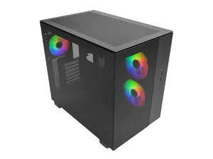 MONTECH KING 65 PRO ATX Mid Tower Gaming PC Case, Dual Chamber, High Airflow Mesh Panels, Supports RTX 40 Series, 3 Pre-Installed ARGB Fans, Tool-Free Access, Tinted Glass - Black