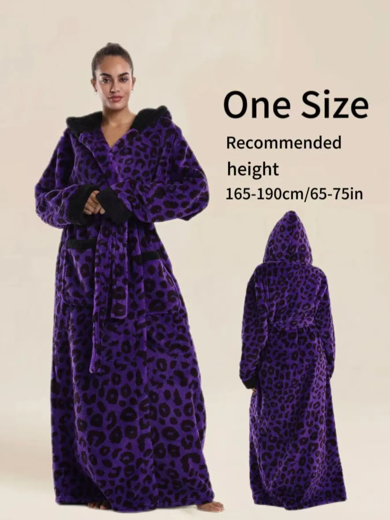 Leopard Print Elegant Pajama Set, Loungewear, Nightwear, Robe, Long Sleeve Loose Fit, Soft & Comfortable, Unisex, Perfect for Fall Winter Gifts