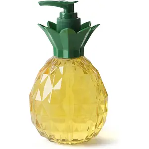 Pineapple Coconut Scented Liquid Hand Soap Dispenser - Plastic Novelty Decorative Refillable Hand Pump for Kitchen Countertops and Bathroom Sinks