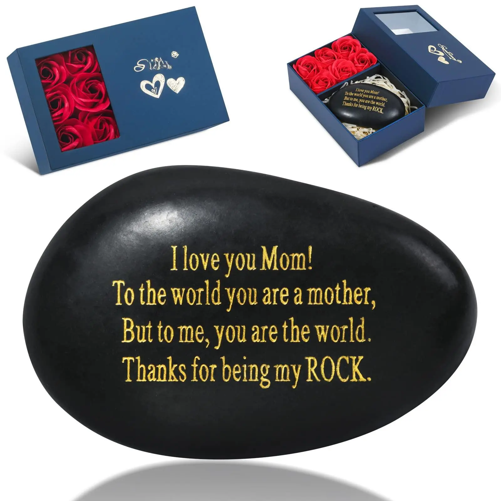 Gifts For Mom - I Love You Birthday From Daughter Or Son  Engraved Rock Presents