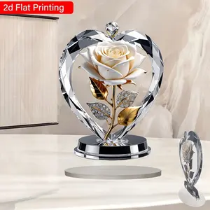 Elegant Rose Heart Decor, Transparent Acrylic Base, No Assembly Required, Lightweight Durable Table Decoration for Weddings