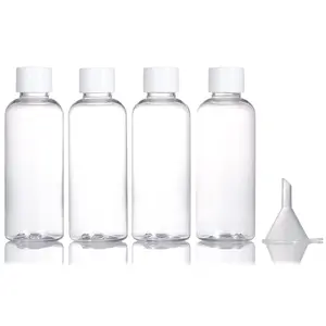 4 count Travel Bottles,80ml Refillable Clear Empty Plastic Travel Size Containers Bottles with Screw Lids for Toiletries,Soap,Shampoo and Conditioner