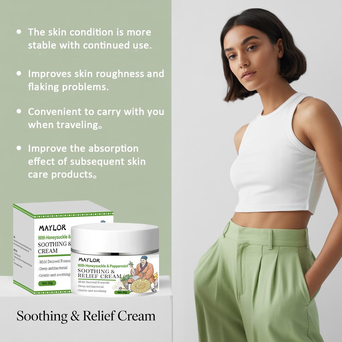 3 Packs MAYLOR Soothing Relief Cream - Herbal MoisturizerThe Spot Cream for Sensitive Skin, Lightweight Hydration &Comfort, Refreshing Daily Skin Care-1bottle (30g/1.06oz)