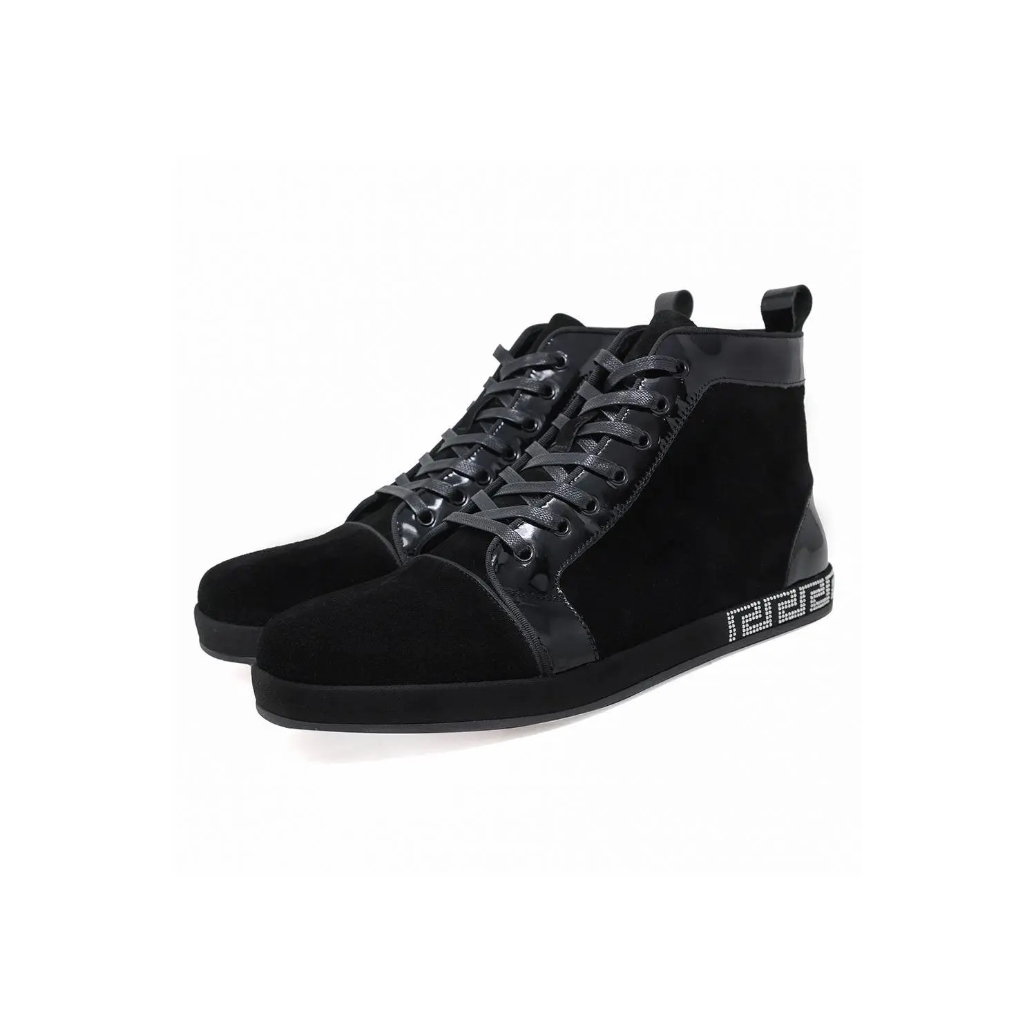 Fit For A King High Top Sneakers - Classic Black Design with Lace-Up Closure, Ideal for Walking and Sporting Activities