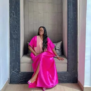 Elegant Mikado Bubu Dress with Front Slit for Women's Fashion