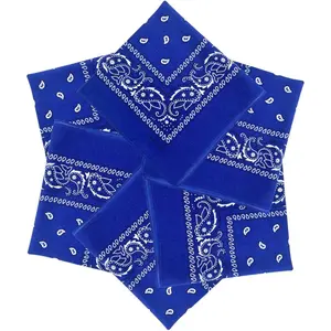 6 PCs 100% cotton bandanas 22 "x 22" for men & women paisley handkerchief headband scarf bandana